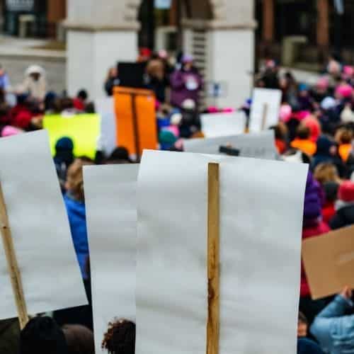 colorful protest signs